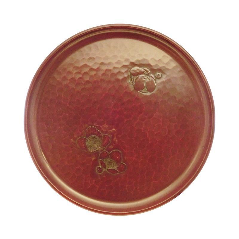 鎌倉彫 9寸丸盆 梅ちらし 伝統工芸品 お盆 おしゃれ プレゼント 贈り物 ギフト お祝い お中元 お返し 退職 結婚 記念日 喜寿 米寿父の日