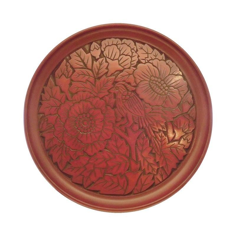 鎌倉彫 9寸丸盆 花鳥図 言い慣わし作物品 御盆 かっこ良い 差し上げ物 差し上げ物 差し上げ物 祝賀会 お中元 しっぺい返し 退社 一緒になる 不死化日 喜寿 米寿父の日 お盆、トレイ-キッチン、日用品、文具