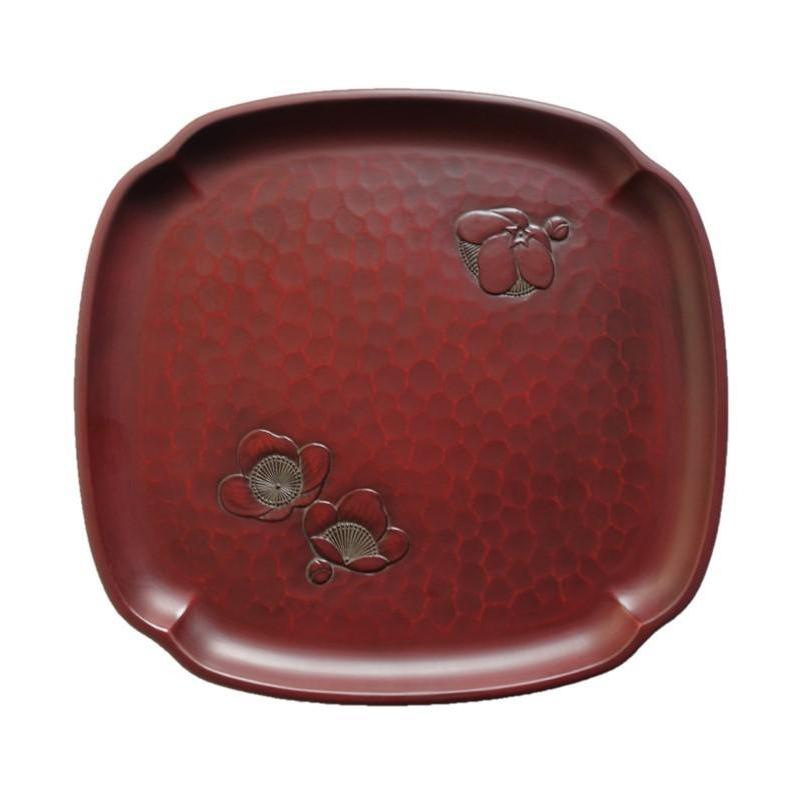 鎌倉彫 8.5寸木瓜盆 梅ちらし 伝統工芸品 お盆 おしゃれ プレゼント 贈り物 ギフト お祝い お中元 お返し 退職 結婚 記念日 喜寿 米寿父の日