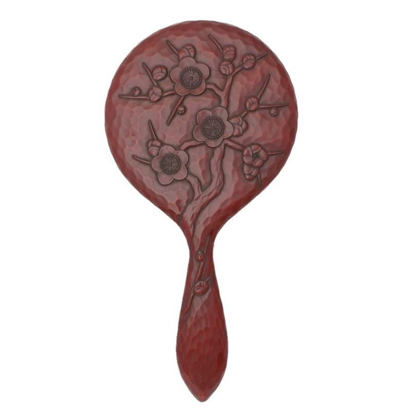 鎌倉彫 長手鏡 枝梅 伝統工芸品 手鏡 おしゃれ プレゼント 贈り物 ギフト お祝い お中元 お返し 退職 結婚 記念日 喜寿 米寿父の日