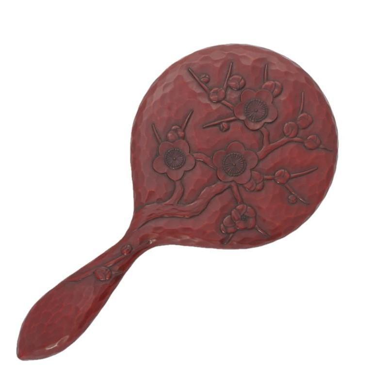 鎌倉彫 長手鏡 枝梅 伝統工芸品 手鏡 おしゃれ プレゼント 贈り物 ギフト お祝い お中元 お返し 退職 結婚 記念日 喜寿 米寿父の日_1