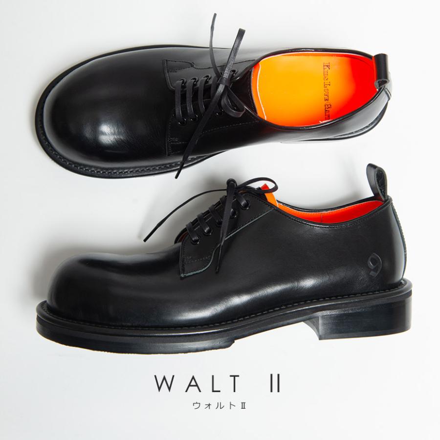 カジュアルシューズ メンズ 本革 革靴 カジュアル ビジネスシューズ ビジネス 黒 オフィサーシューズ WALT ウォルト 外羽根 レースアップシューズ 国産 日本製の画像