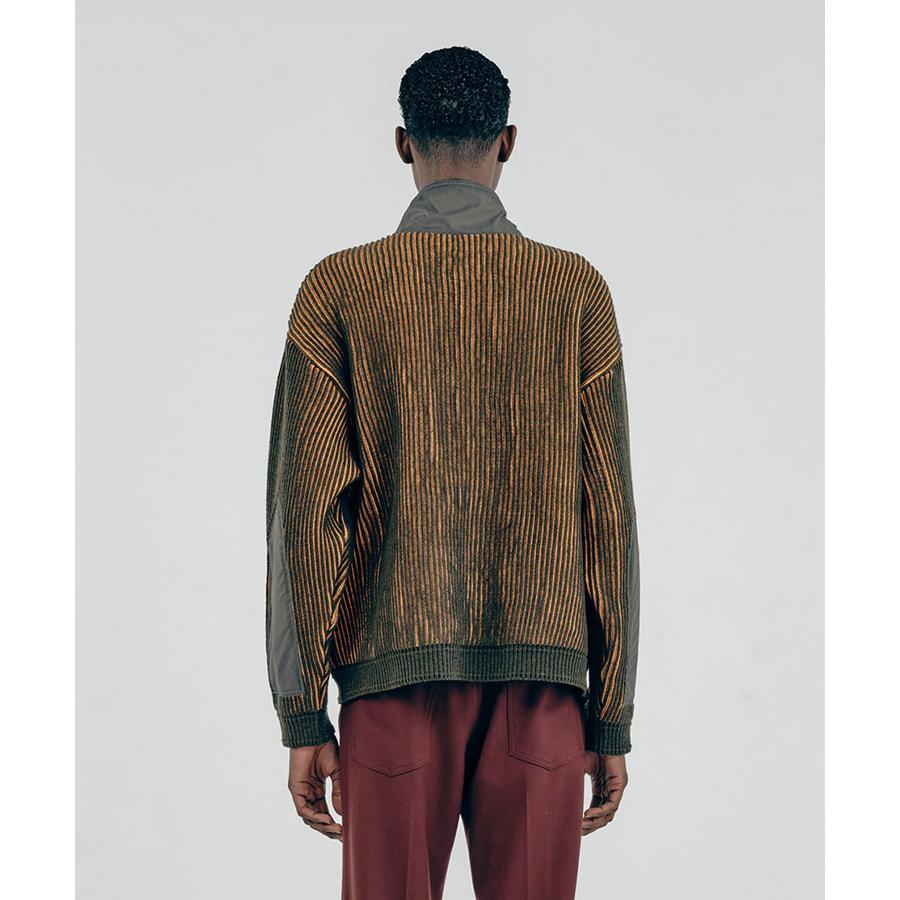 Iroquois ニット メンズ ハーフジップ セーター 長袖 ハイネック 立襟 プルオーバー トップス カジュアル 厚手 メンズファッション 暖かい 異素材 ミドル丈 ゆったり 大きめ 黒 ブラック カーキ ブランド イロコイ 送料無料 Iroquois（イロコイ） ニット メンズ ハーフジップ セーター 長袖