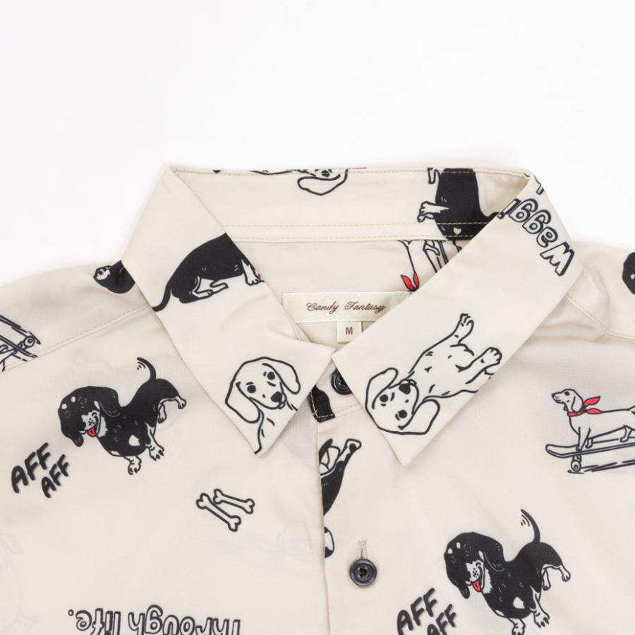 Casablanca ドット柄犬プリントシルクシャツ Casablanca ドット柄犬プリントシルクシャツ Casablanca シルクシャツ