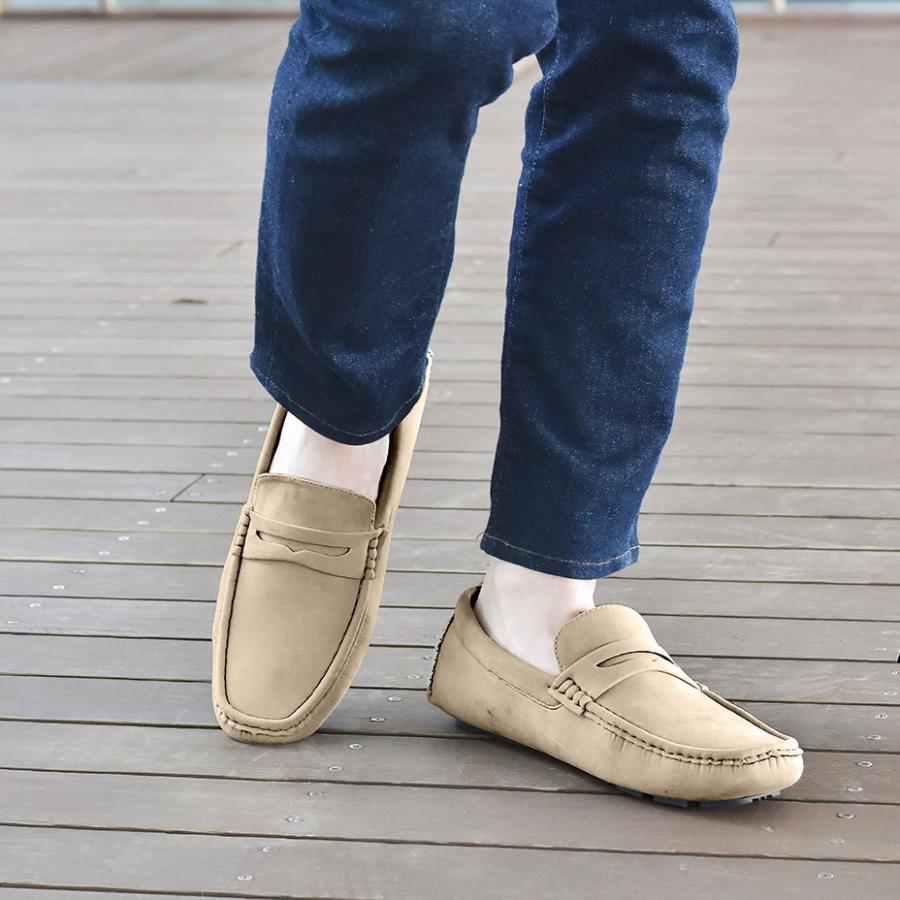 AN by LUCIUS ドライビングシューズ メンズ 白 革 ローファー