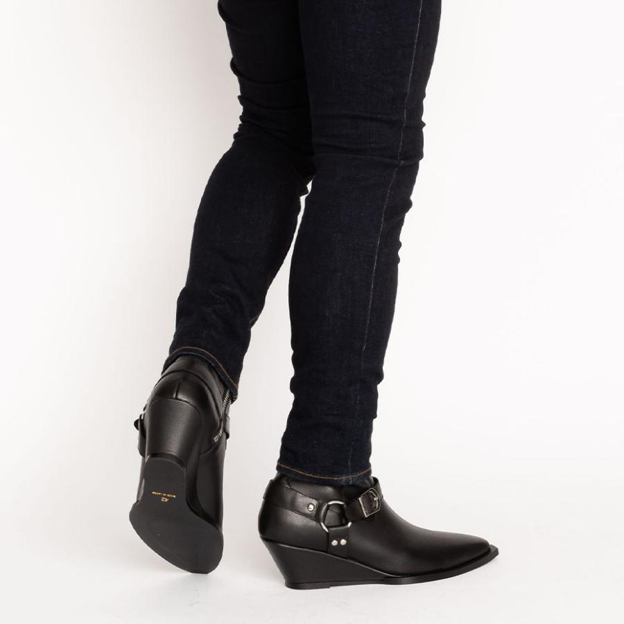 endevice ウェッジソールサイドゴアブーツ （ブラック 40 endevice ブーツ ウェッジソール レザー サイドゴアブーツ