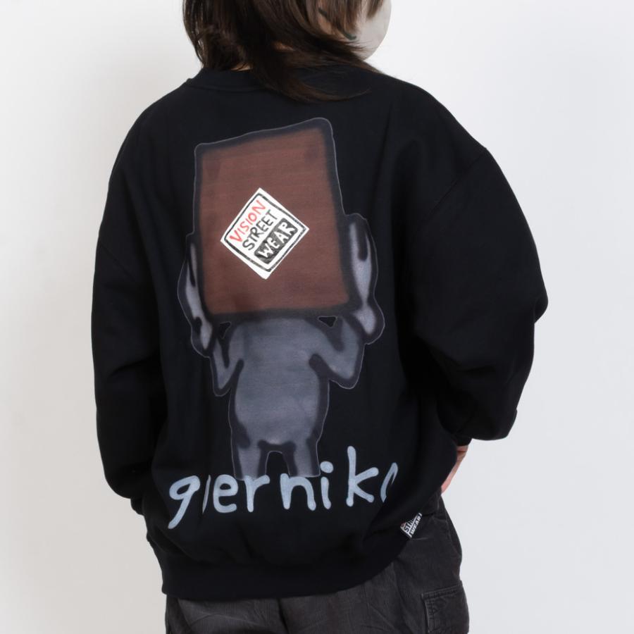 vision street wear トレーナー メンズ レディース guernika ゲルニカ ANONYMOUS おしゃれ スウェット かわいい 可愛い プルオーバー プリント 裏起毛 長袖 クルーネック トップス ブラック 黒 2025 秋 秋冬 冬 VISION STREET WEAR（ヴィジョンストリートウェア） VISION STREET