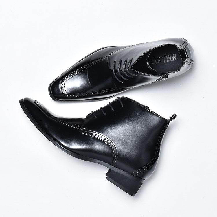 シークレットブーツ レディース メンズ 9cm ショートブーツ 足が疲れない 黒 厚底 40代 50代 歩きやすい ショート ヒール ユニセックス ブラック | SVEC | 03