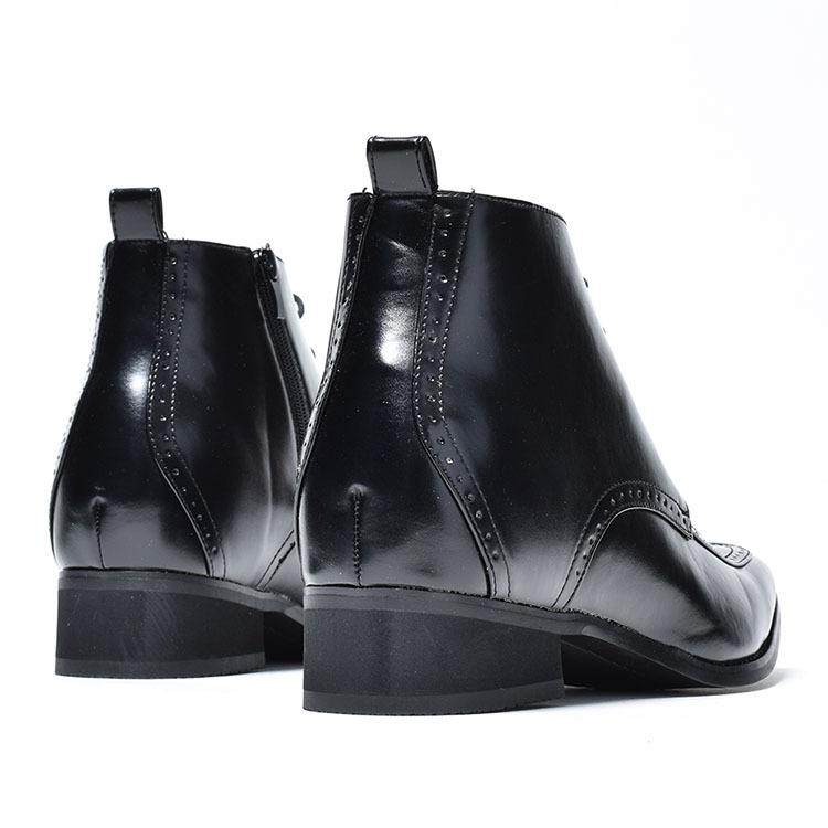 シークレットブーツ レディース メンズ 9cm ショートブーツ 足が疲れない 黒 厚底 40代 50代 歩きやすい ショート ヒール ユニセックス ブラック | SVEC | 06