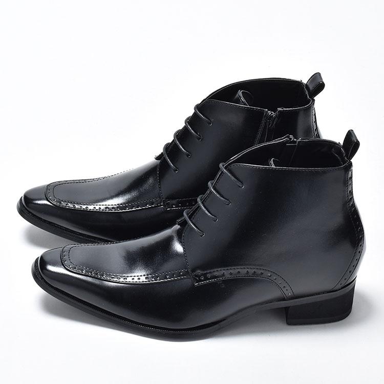 シークレットブーツ レディース メンズ 9cm ショートブーツ 足が疲れない 黒 厚底 40代 50代 歩きやすい ショート ヒール ユニセックス ブラック | SVEC | 05