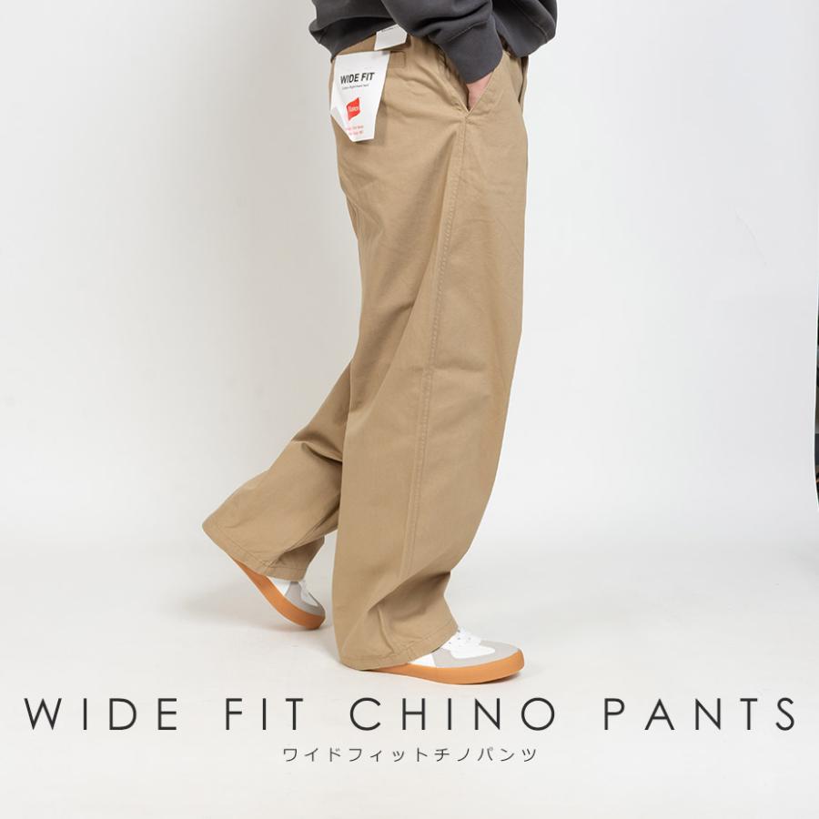 Hanes（ヘインズ） ワイドパンツ メンズ ワイドチノ チノパン