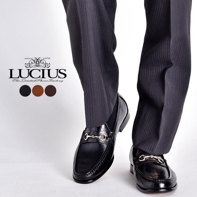 LUCIUS ローファー 学生 メンズ ヒール 本革 カジュアル 革 黒