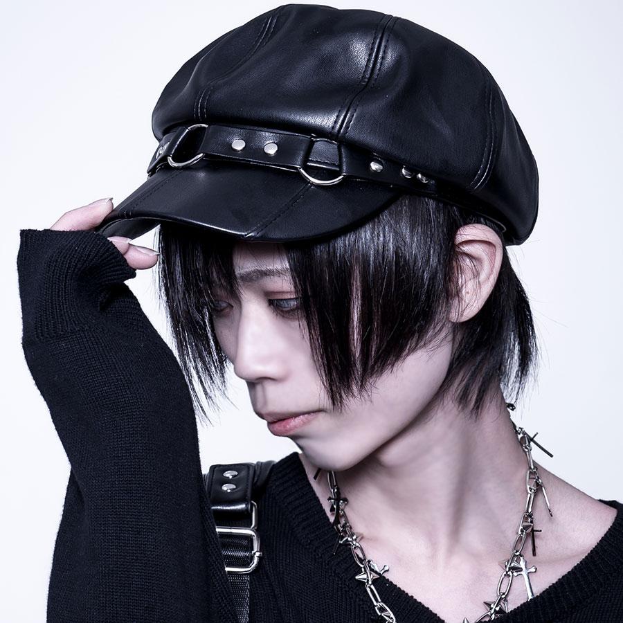 フリンジ付き黒キャスケット キャスケット 帽 レディース メンズ ユニセックス 帽子 可愛い