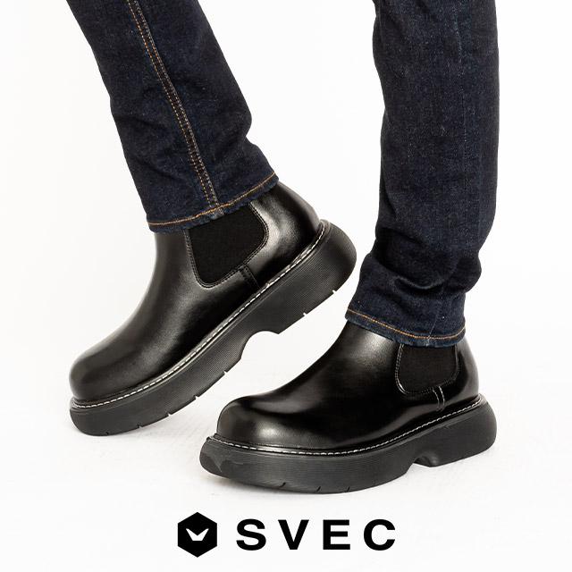 SVEC サイドゴアブーツ メンズ 厚底ブーツ ショートブーツ 革靴 SVEC サイドゴアブーツ メンズ 厚底ブーツ ショートブーツ 革靴