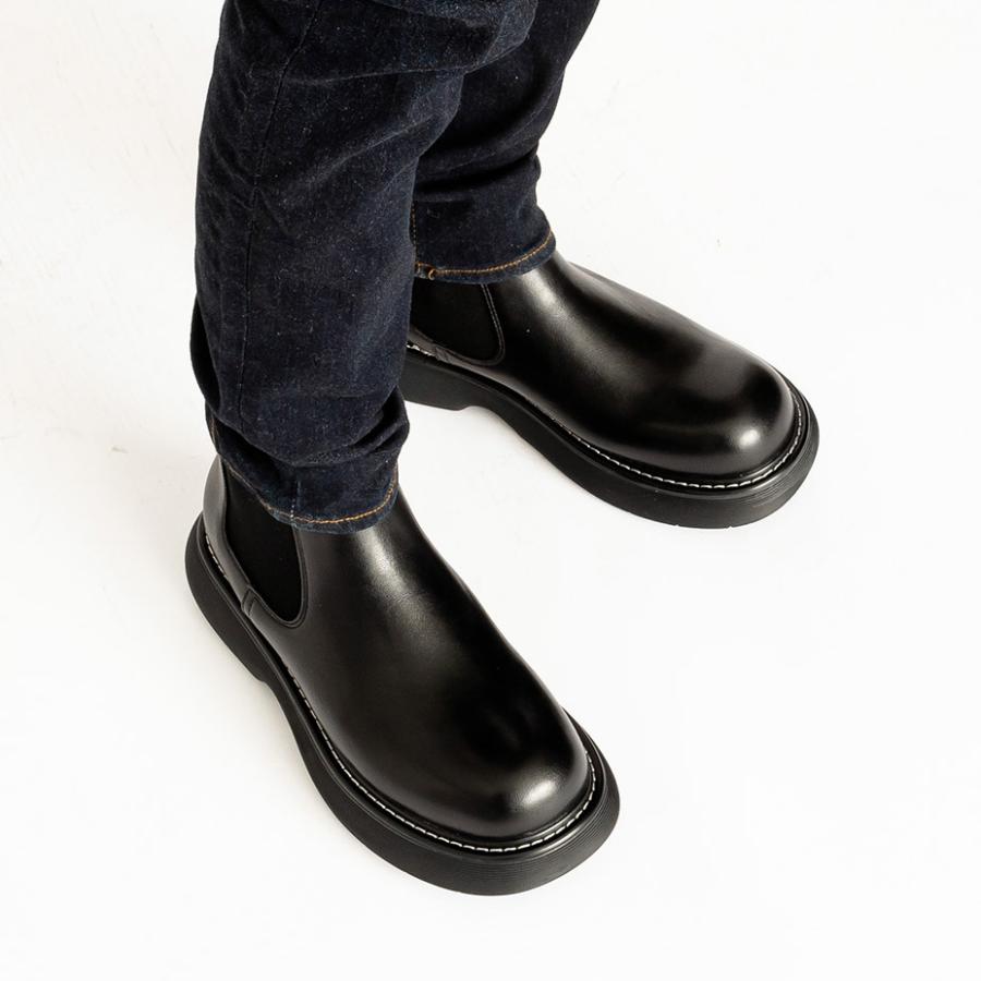 SVEC サイドゴアブーツ メンズ 厚底ブーツ ショートブーツ 革靴