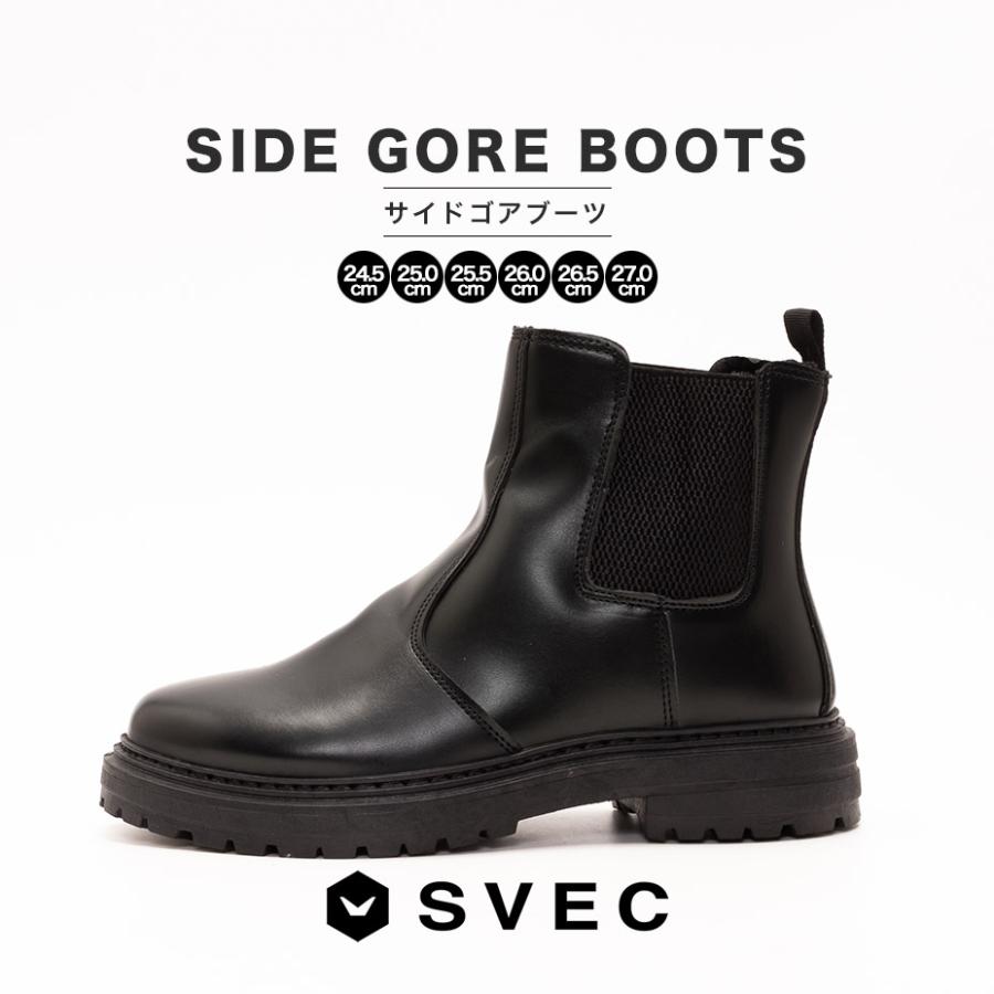 SVEC サイドゴアブーツ メンズ 厚底 ブーツ ショートブーツ 足が SVEC サイドゴアブーツ メンズ 厚底 ブーツ ショートブーツ 足が