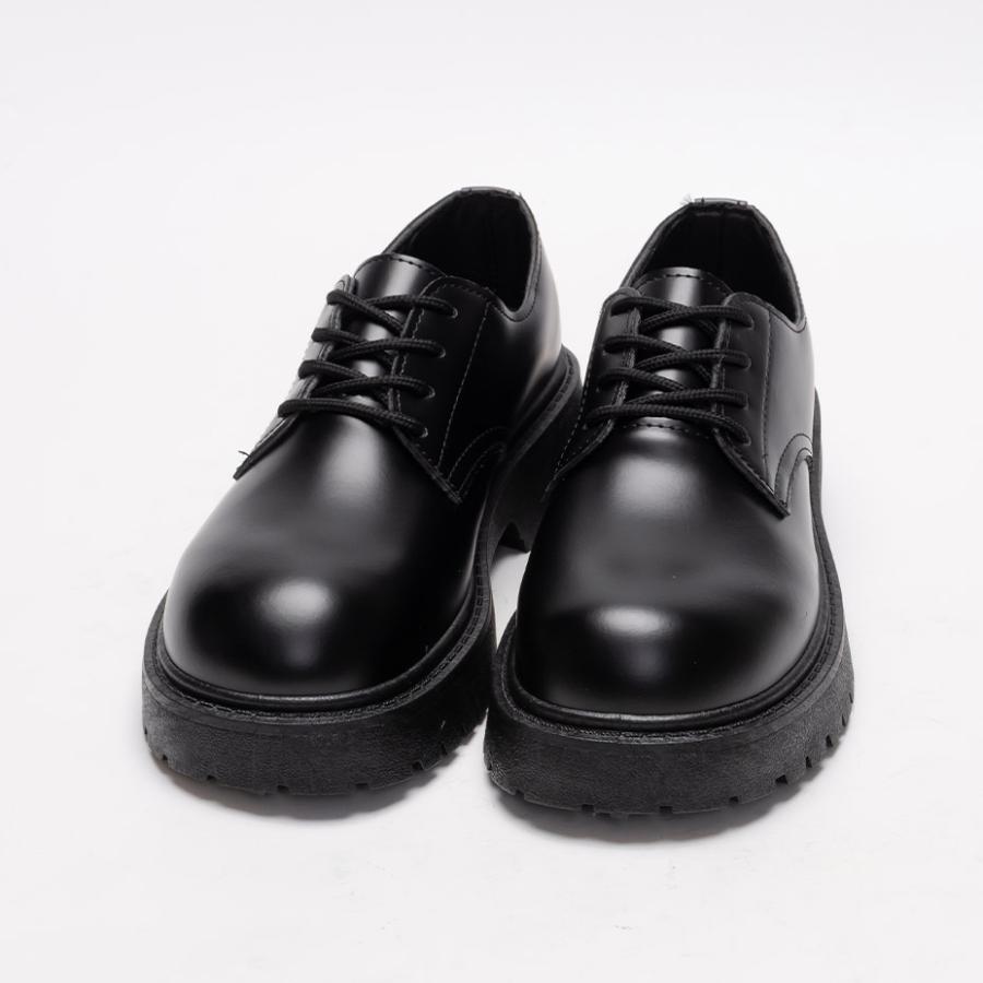 カジュアルシューズ メンズ レディース 革 レースアップシューズ 厚底 革靴 ドレスシューズ 紳士靴 シンプル おしゃれ 履きやすい 歩きやすい 男女兼用 黒 | SVEC | 03
