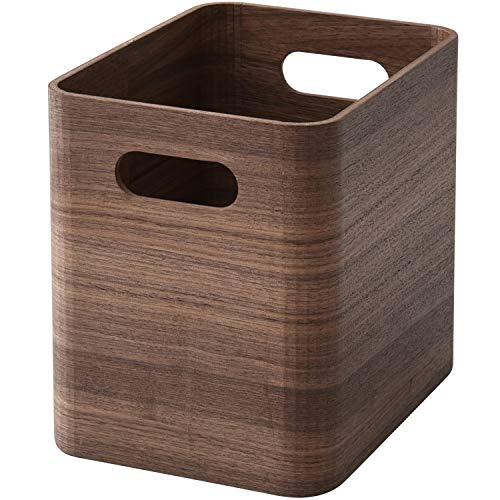 山善 収納ボックス ブラウン ハーフ 完成品 天然木(ウォールナット材