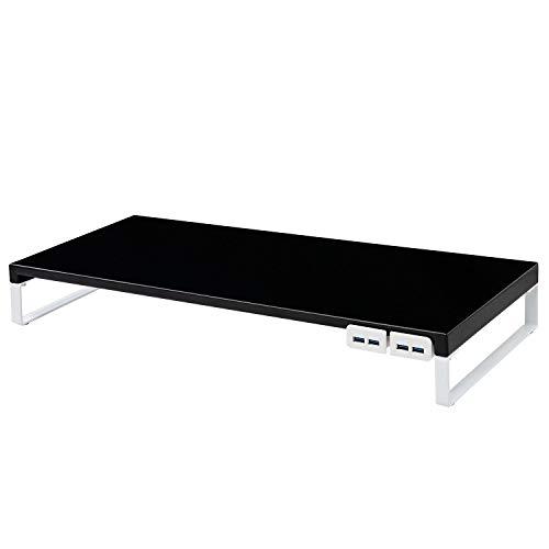 リヒトラブ パソコン台 モニター台 USB 机上台 黒 幅59×奥行25.4×高さ