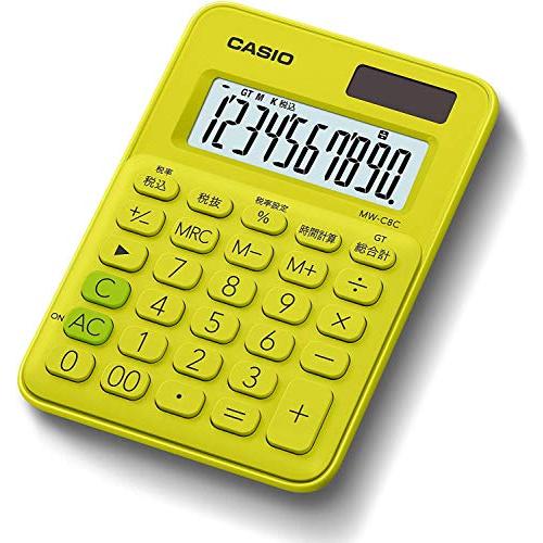カシオ カラフル電卓 ライムグリーン 10桁 ミニミニジャストタイプ MW