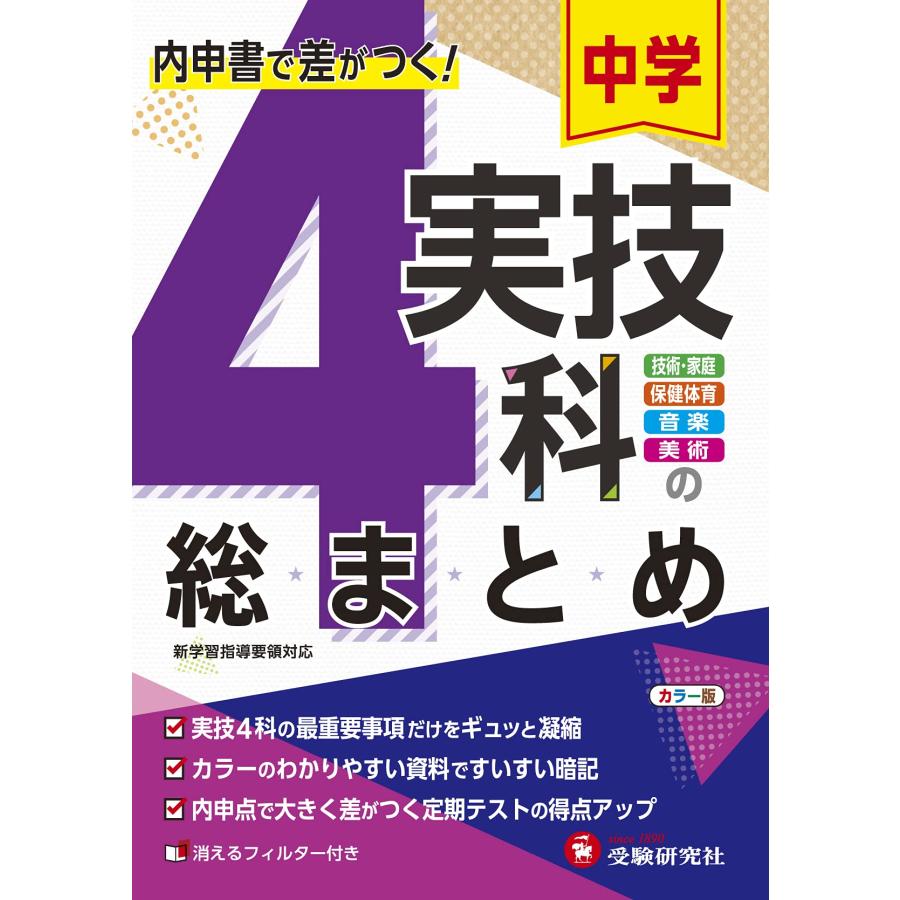 中学実技4科の総まとめ:内申点で差がつく定期テストの得点UP (受験研究
