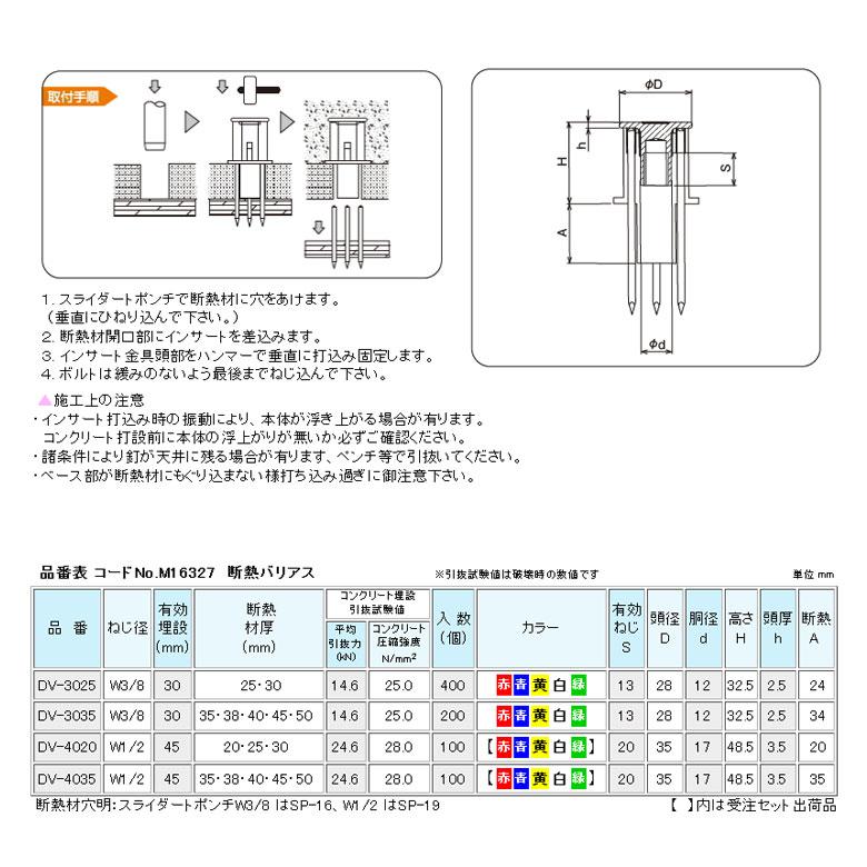 三門 断熱バリアス W3/8 DV-3025 黄色 400個 3本釘 打ち込み 釘 ねじ 