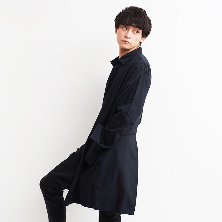 シャツ メンズ 長袖 ロングシャツ 変形シャツ ロング丈 無地 ブラック モード系 Amor 艶黒 Amormen Outer Santasan 通販 Yahoo ショッピング