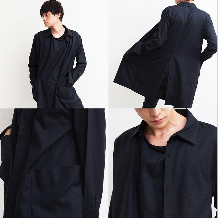 シャツ メンズ 長袖 ロングシャツ 変形シャツ ロング丈 無地 ブラック モード系 Amor 艶黒 Amormen Outer Santasan 通販 Yahoo ショッピング