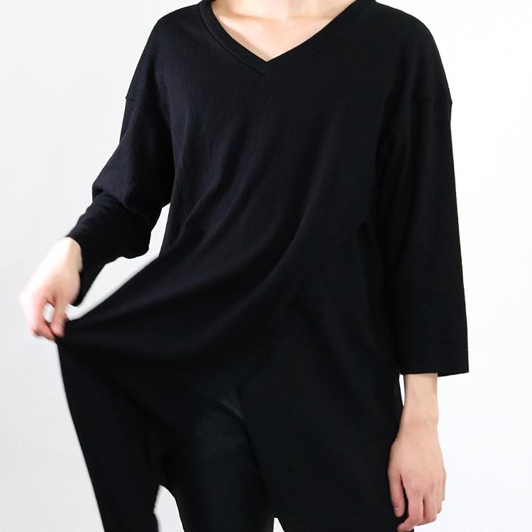Tシャツ メンズ 長袖 ロング丈 ロンt カットソー メンズ トップス レイヤード アシメ ロングtシャツ ブラック モード系 Amor 艶黒 Amormen Tops Santasan 通販 Yahoo ショッピング