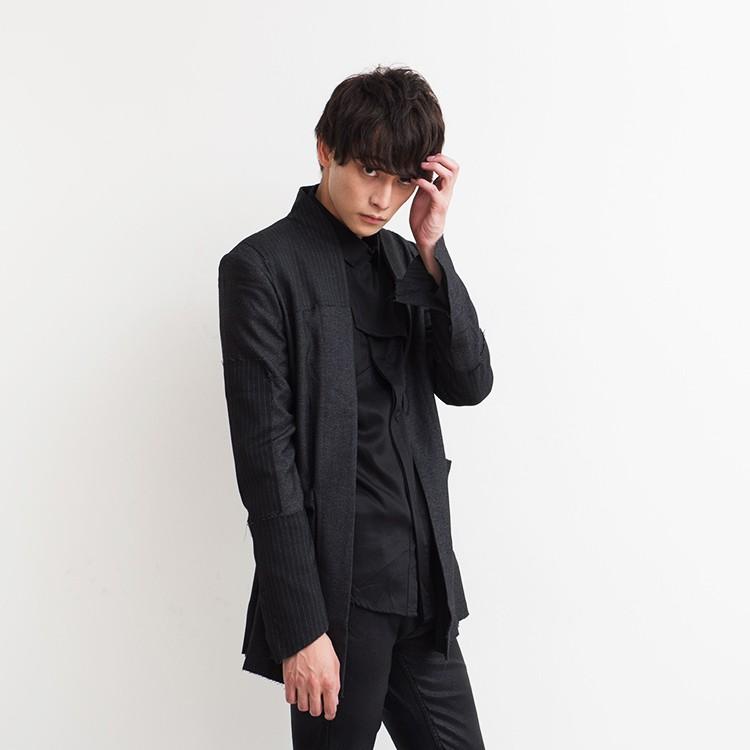 ジャケット メンズ 異素材切り替え 無地 黒 アウター ブラック モード系 Amor 艶黒 Santasan 通販 Paypayモール