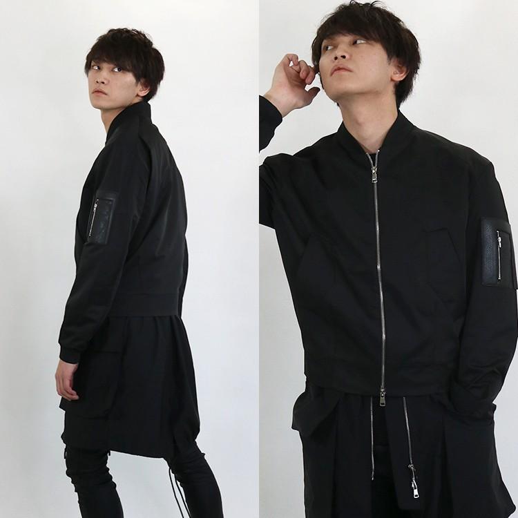 ロングベスト ショートジャケット セットアップ メンズ アウター ロング丈 黒 長袖 ブラック モード系 Amor 艶黒 Amormen Tops5510 Santasan 通販 Yahoo ショッピング