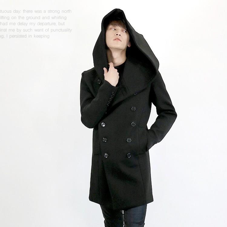 コート メンズコート ロングコート ビッグフード 多いボタン アウター メンズ ロング丈 黒 長袖 フード付き ブラック モード系 Amor 艶黒 Amormen Tops6264 Santasan 通販 Yahoo ショッピング