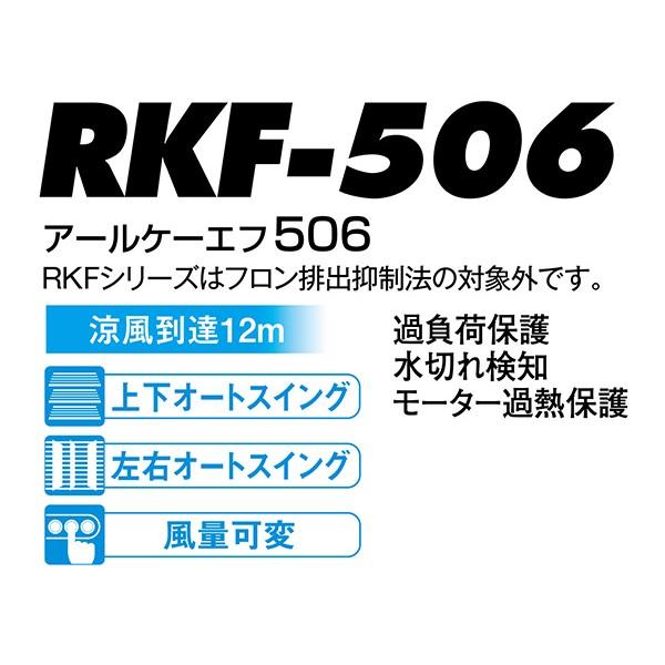 気化式冷風機　RKF506　涼風到達約12m　室内換気　熱中症対策　ミスト(水滴飛散)なし　排熱なし　ノンフロン　省エネ冷房　静岡製機