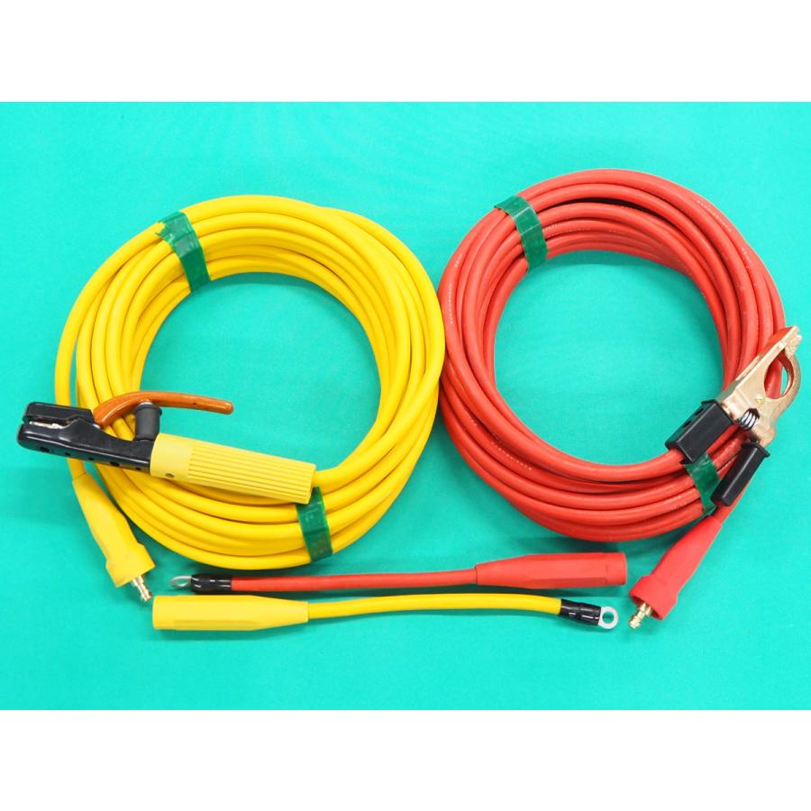 ねじ込式 メスジョイント付 溶接ケーブルセット / 黄色ホルダー5M 赤色アース5M [■]