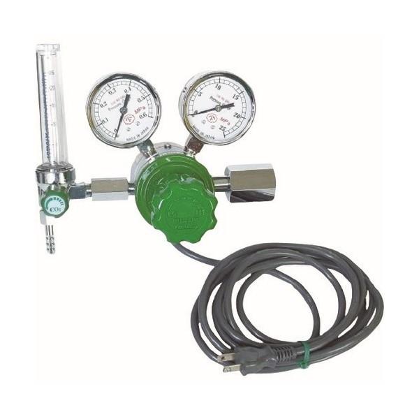 ヒーター付調整器 真鍮タイプ YR507F-2 炭酸ガス用 流量計付 ヤマト