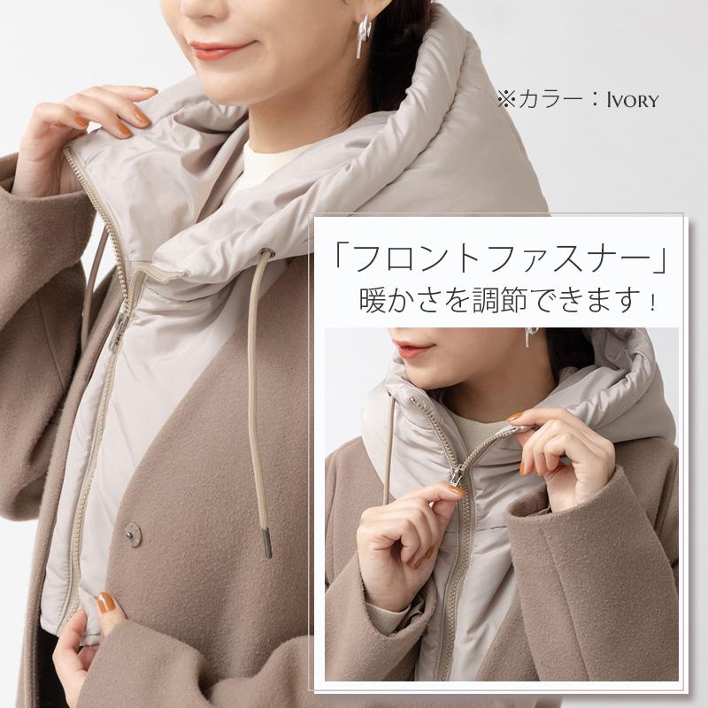 つけ襟 あったか フードウォーマー ダークグレー上品 中綿 防寒 保温