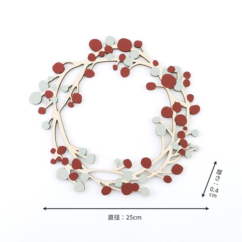 木製リース 温かみのある木のリース ドロップ RD 赤 クリスマス リース