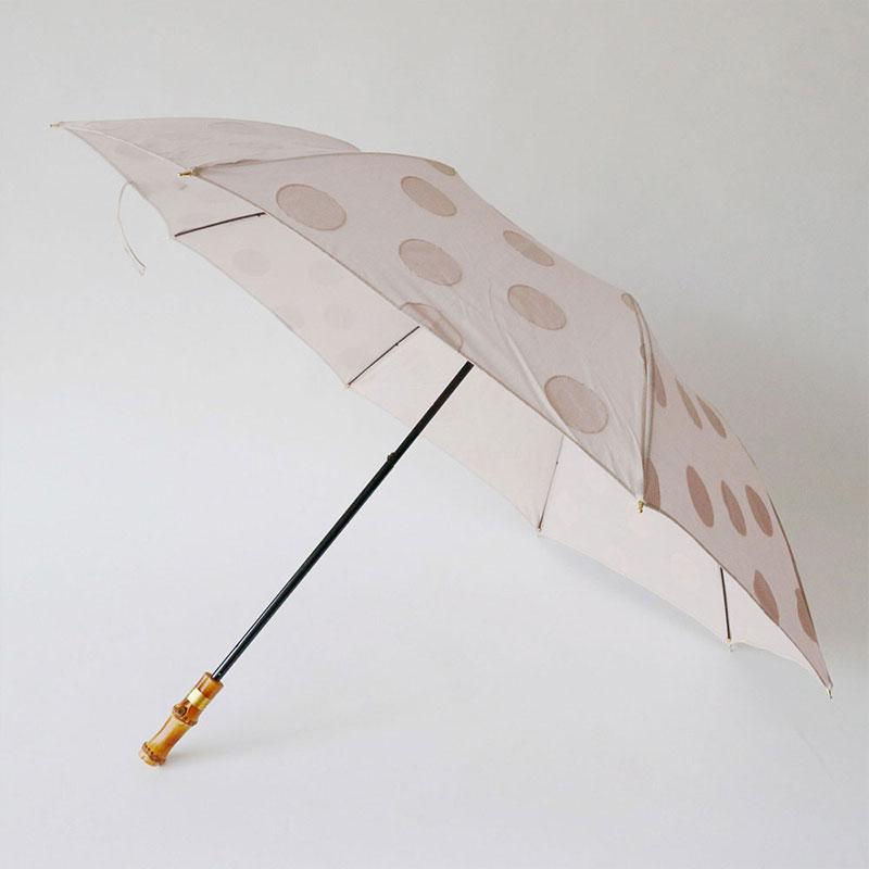 日本製 日傘 晴雨兼用 折りたたみ傘 ジャガード 水玉 ピンク バンブー