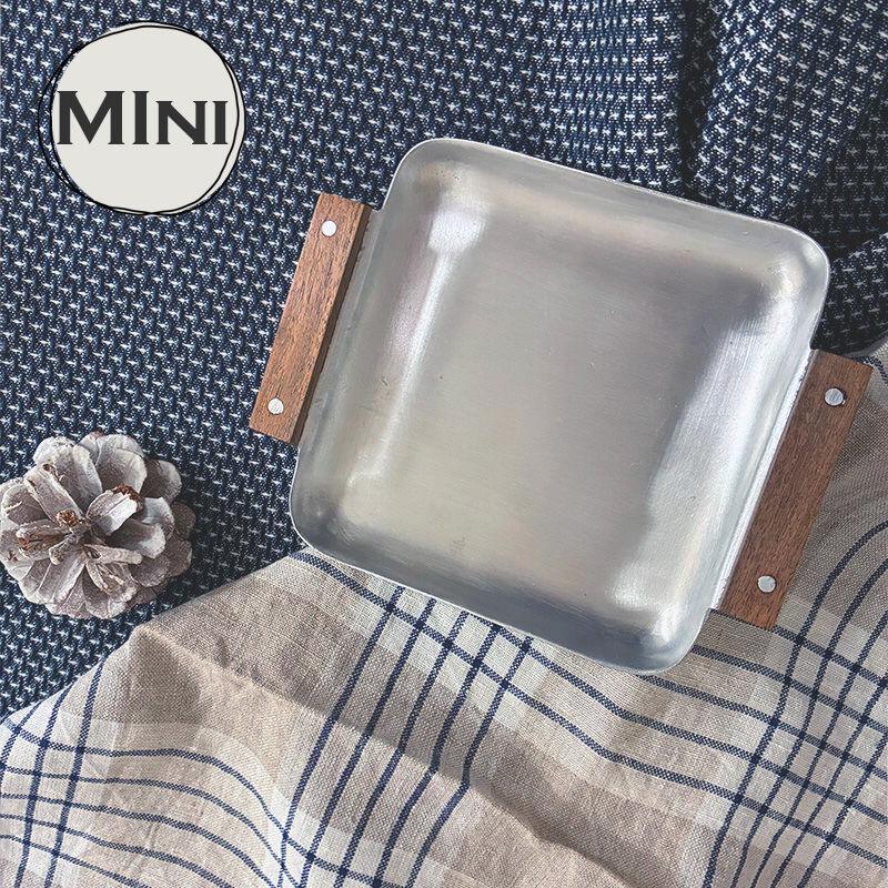 ノスタルジックな木の持ち手のアルミトレー mini ミニ 天然木 取っ手