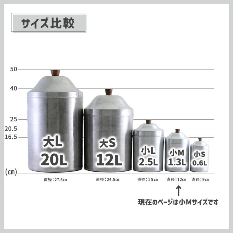 ふた付き アルミ缶 小Mサイズ 1300ml ノスタルジックなアルミの