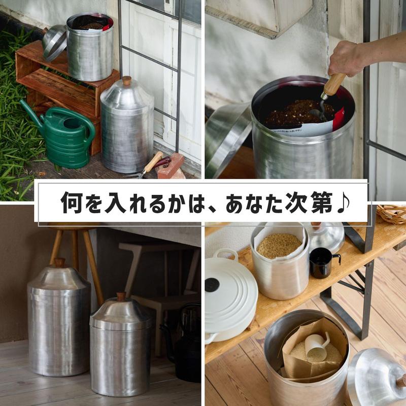 昭和の大きなキャニスター ふた付き アルミ缶 大Lサイズ 容量20L ノスタルジックなアルミの大きな