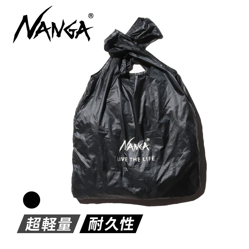 NANGA（ナンガ） ポケッタブル エコバッグ LIVE THE LIFE ブラック 黒