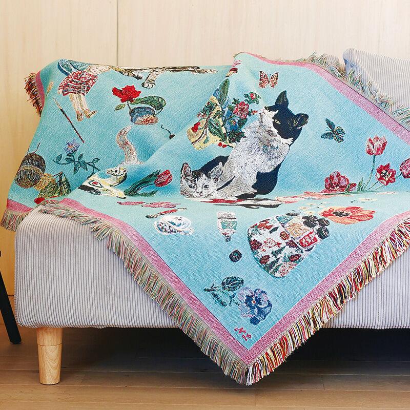 新品♥海外からやってきた物♥猫のタペストリー　ブランケット　ベッドカバー Nathalie Lete（ナタリーレテ） スローケット タペストリーラグ