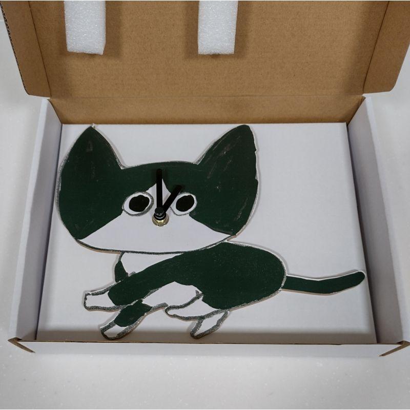 爆買 掛け時計 みやぎちか 時計 ダイカット クロック ハチワレ 猫 CAT