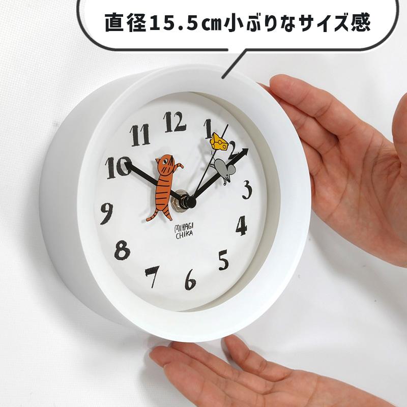 掛け時計 置き時計 みやぎちか 2WAY クロック キャット ホワイト 掛け時計 置き時計 みやぎちか 2WAY クロック キャット ホワイト