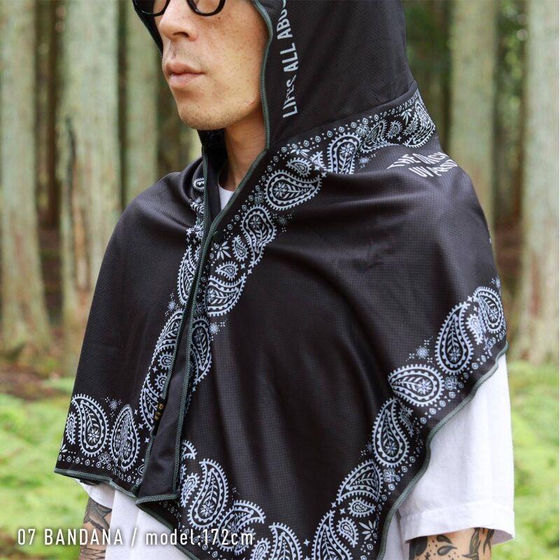 90s PRIE BLANCA 豪華刺繍 タオル生地ブラックセットアップ上下 POST GENERAL クイックドライフーディータオル UV バンダナ 紫外線