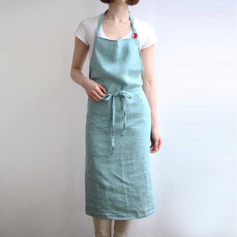 Manon マノン エプロン アクアブルー 水色 リネン 麻 100% ナチュラル ファッション 輸入 おしゃれ メンズ レディース A181 リーノエリーナ | Lino e Lina | 13