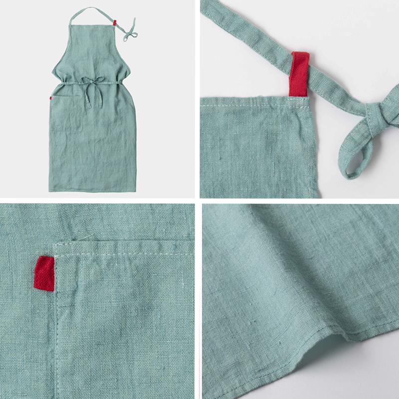 Manon マノン エプロン アクアブルー 水色 リネン 麻 100% ナチュラル ファッション 輸入 おしゃれ メンズ レディース A181 リーノエリーナ | Lino e Lina | 14
