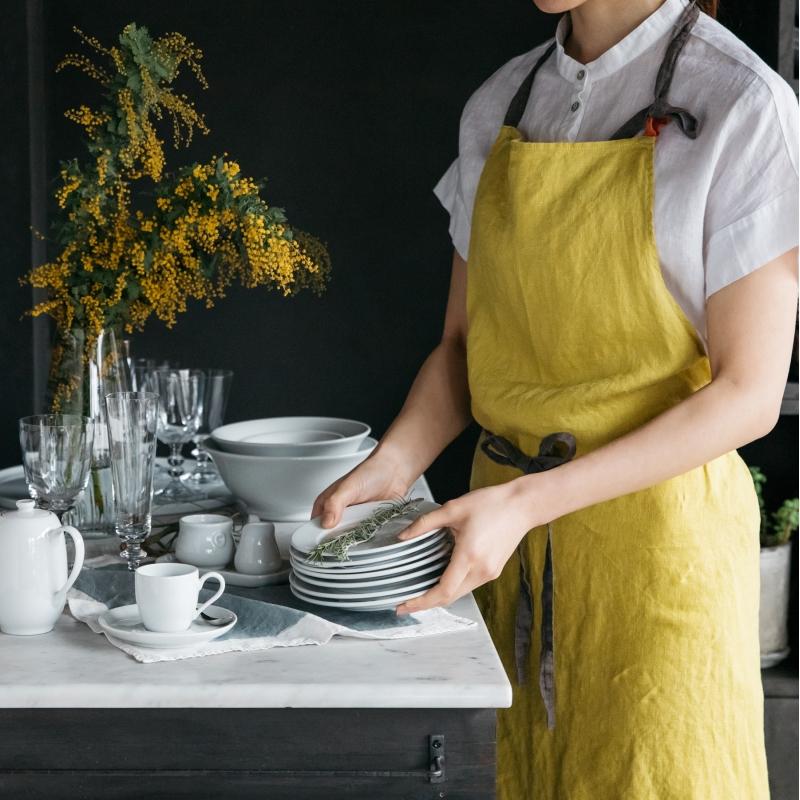 【新品】リーノエリーナ マノン エプロン Lino e Lina ミモザ 人気色 Lino e Lina（リーノエリーナ） Manon マノン エプロン ミモザ 黄色