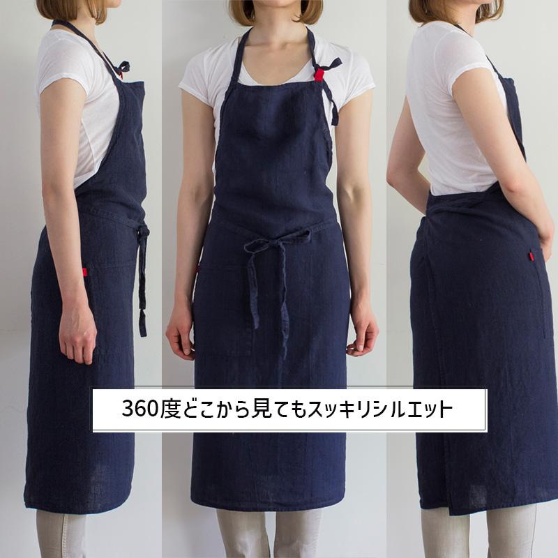 Manon マノン エプロン ノクターン 紺 ネイビー リネン 麻 無地 ナチュラル かわいい おしゃれ 北欧 インスタ ドラマ シンプル 男 女 A260 リーノエリーナ Lino | Lino e Lina | 09
